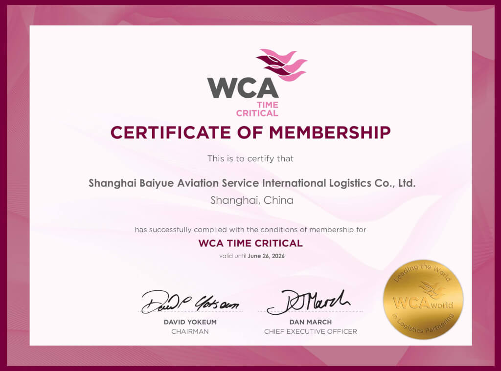 Baiyue Joins WCA Time Critical – A New Milestone in Global Logistics!